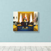 Duivel Donald Trump Stealing Documenten Canvas Pri (Insitu (Houten vloer))