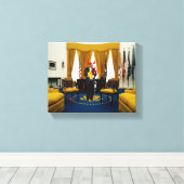 Duivel Donald Trump Stealing Documenten Canvas Pri Afdruk (Insitu (Houten vloer))