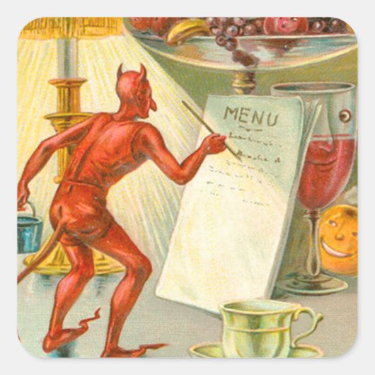 Duivel Duivel Vrucht Lamp Menu Vierkante Sticker (Voorkant)