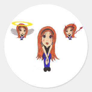 Duivel en Engel Cartoon Sticker