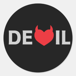 Duivel en hart ronde sticker