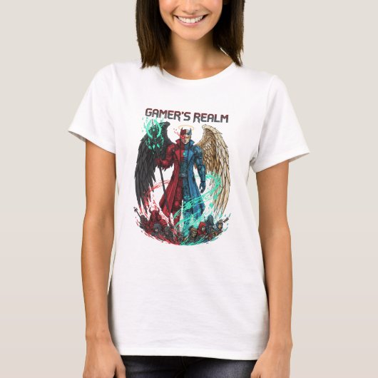 Duivel Engel Gamer Avatar Realm T-shirt (Voorkant)