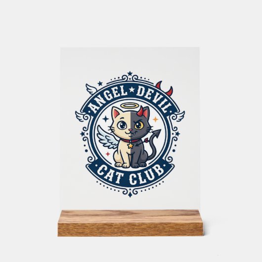 Duivel Engel Kat Kat Moeder Cadeau Idee - Engel Du Acryl Bord (Voorkant)