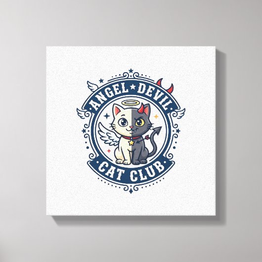 Duivel Engel Kat Kat Moeder Cadeau Idee - Engel Du Canvas Afdruk (Voorkant)