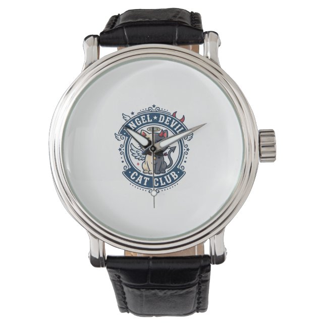 Duivel Engel Kat Kat Moeder Cadeau Idee - Engel Du Horloge (Voorkant)