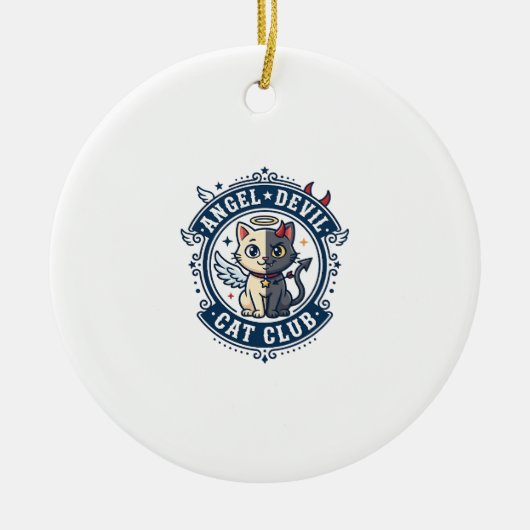 Duivel Engel Kat Kat Moeder Cadeau Idee - Engel Du Keramisch Ornament (Voorkant)