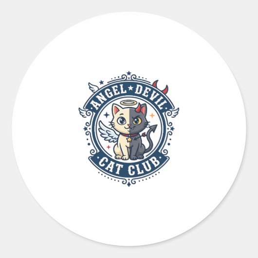 Duivel Engel Kat Kat Moeder Cadeau Idee - Engel Du Ronde Sticker (Voorkant)