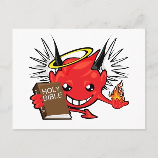 duivel/engelengezicht briefkaart (Voorkant)