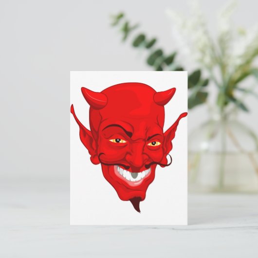 Duivel gezicht briefkaart (Staand voorkant)