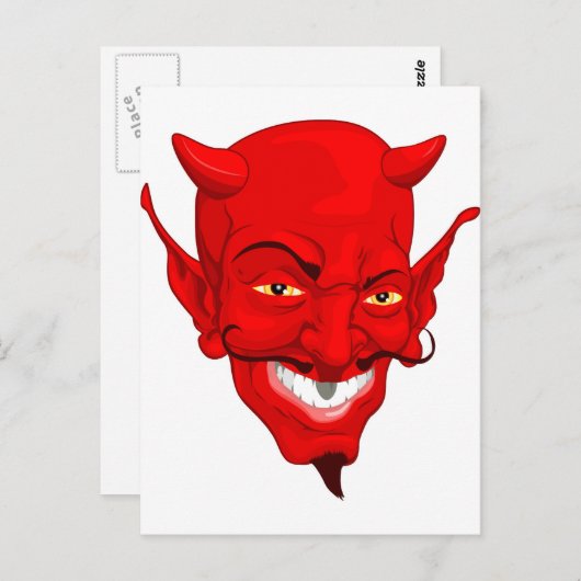 Duivel gezicht briefkaart (Voorkant / Achterkant)