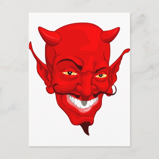 Duivel gezicht briefkaart (Voorkant)