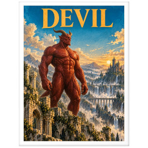 Duivel, gotisch fantasymonster briefkaart