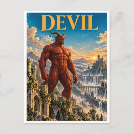 Duivel, gotisch fantasymonster briefkaart (Voorkant)