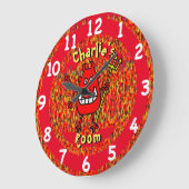 Duivel in de hel met Flames. Naam toevoegen Keuze. Grote Klok (Hoek)