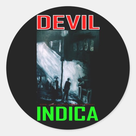 DUIVEL INDICA RONDE STICKER (Voorkant)
