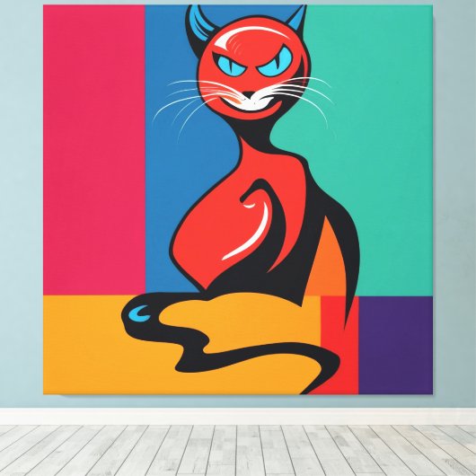 Duivel Kat Canvas Afdruk (Insitu (Houten vloer))