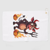 Duivel Koe Mischief Golfhanddoek (Horizontaal)