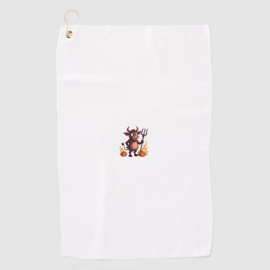 Duivel Koe Mischief Golfhanddoek (Voorkant)