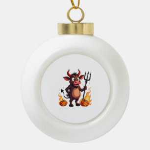 Duivel Koe Mischief Keramische Bal Ornament