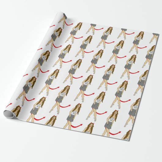 duivel meisje cadeaupapier (Uitgerold)