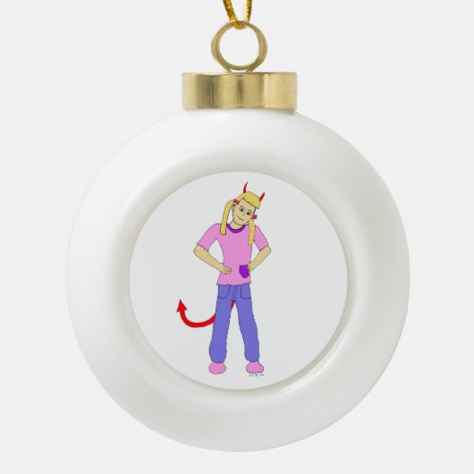 duivel meisje keramische bal ornament (Voorkant)