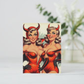  duivel meisjes illustratie briefkaart (Staand voorkant)