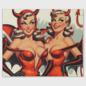  duivel meisjes illustratie cadeaupapier (Vlak)