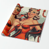  duivel meisjes illustratie cadeaupapier (Uitgerold)