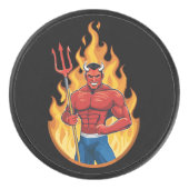 Duivel met drietand hockey puck (Voorkant)