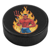 Duivel met drietand hockey puck (3/4)