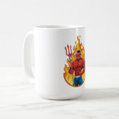 Duivel met drietand koffiemok (Voorkant links)
