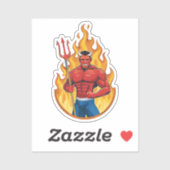 Duivel met drietand sticker (Vel)
