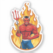 Duivel met drietand sticker (Voorkant)