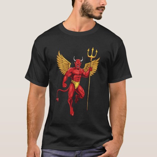 Duivel met drietand t-shirt (Voorkant)