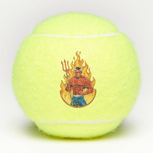 Duivel met drietand tennisballen (Voorkant)