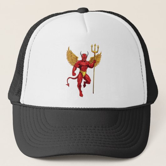 Duivel met drietand trucker pet (Voorkant)