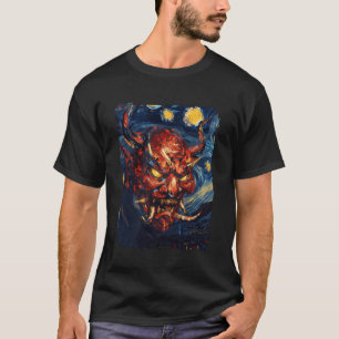 Duivel Oni Masker Japanse Demon Wervelende Sterren T-shirt