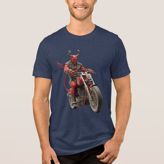 Duivel op fiets Tri-Blend shirt (Voorkant)