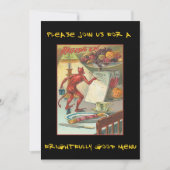  duivel op Halloween party met een bloedige tekst Kaart (Voorkant)