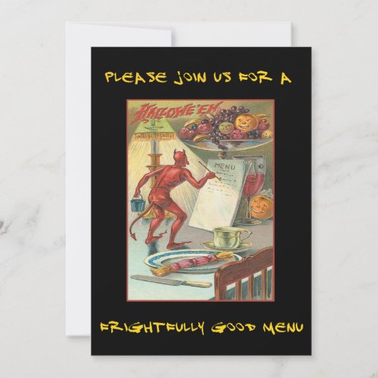  duivel op Halloween party met een bloedige tekst Kaart (Voorkant)