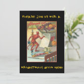  duivel op Halloween party met een bloedige tekst Kaart (Staand voorkant)