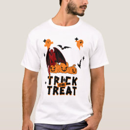 duivel op pompoen trick or treat t-shirt