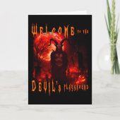 Duivel Satan op nachtkerkhof met bloedrode maan Bedankkaart (Voorkant)