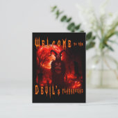 Duivel Satan op nachtkerkhof met bloedrode maan Briefkaart (Staand voorkant)