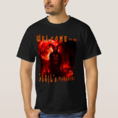 Duivel Satan op nachtkerkhof met bloedrode maan T-shirt (Voorkant)