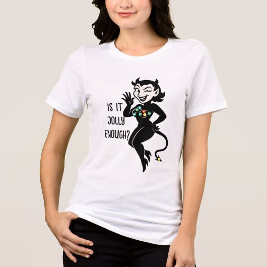 Duivel "Stoute Vriendin" Kerstverlichting Tri-Blend Shirt (Voorkant)