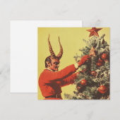 Duivel versiert de kerstboom feestdagenkaart (Voorkant / Achterkant)