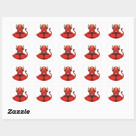 Duivel vierkante sticker (Vel)