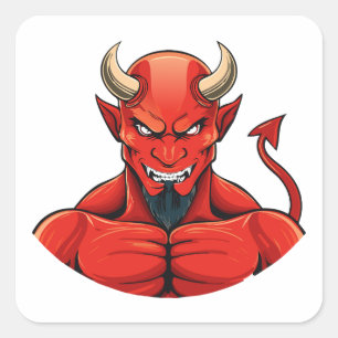 Duivel vierkante sticker