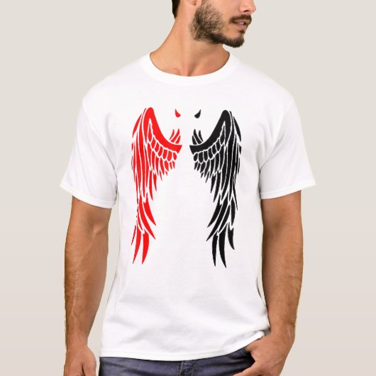 Duivel Wings Horn in de rode rug van de demon T-shirt (Voorkant)